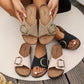 Frendorf | Damen Kork Pantoletten mit Schnallenriemen Design