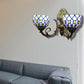 Frendorf | Blaue Gitterkugelleuchte Zwei Lichter Klassische Tiffany-Buntglas-Wandleuchte für die Bar