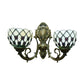 Frendorf | 2-Lampe Gitter Schale Wandlampe Tiffany traditionelle Wandlampe in Blau/Beige für das Badezimmer