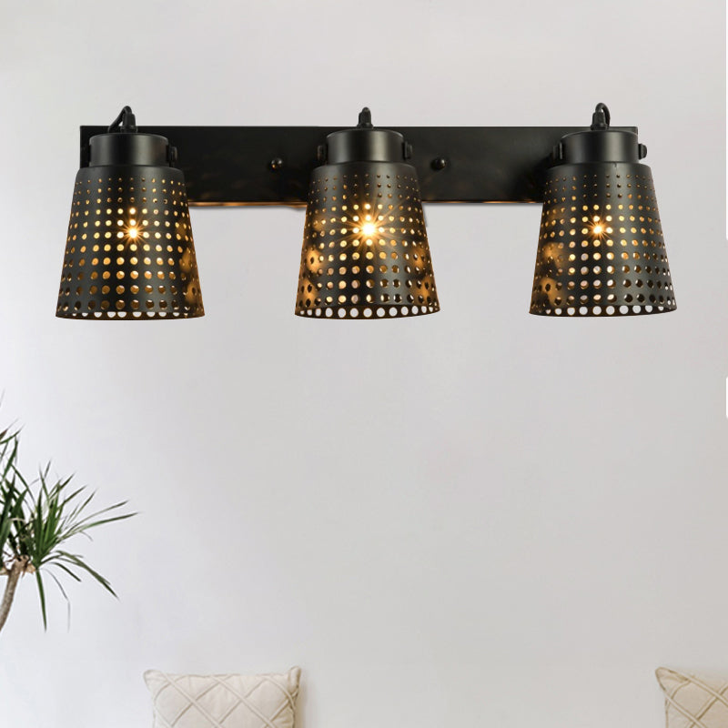 Frendorf | Steel Wandlamp met Hol Ontwerp Industrie 1/2/3-Kops Binnen Draaiende Wandlamp in Zwart