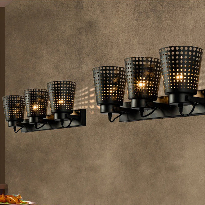 Frendorf | Steel Wandlamp met Hol Ontwerp Industrie 1/2/3-Kops Binnen Draaiende Wandlamp in Zwart