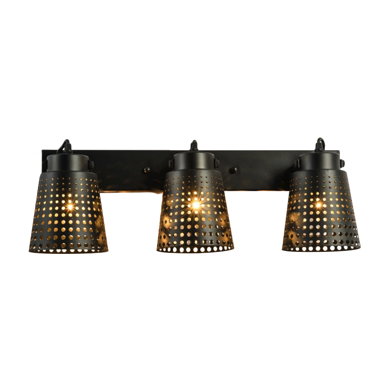 Frendorf | Steel Wandlamp met Hol Ontwerp Industrie 1/2/3-Kops Binnen Draaiende Wandlamp in Zwart