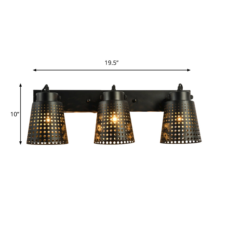 Frendorf | Steel Wandlamp met Hol Ontwerp Industrie 1/2/3-Kops Binnen Draaiende Wandlamp in Zwart