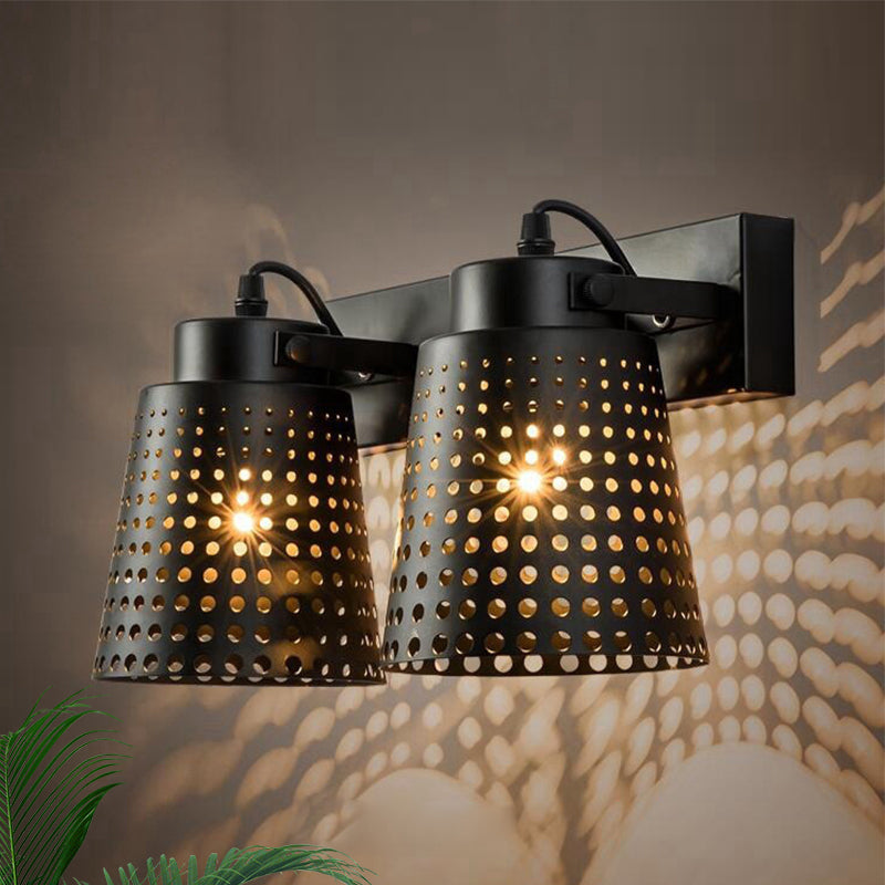Frendorf | Steel Wandlamp met Hol Ontwerp Industrie 1/2/3-Kops Binnen Draaiende Wandlamp in Zwart
