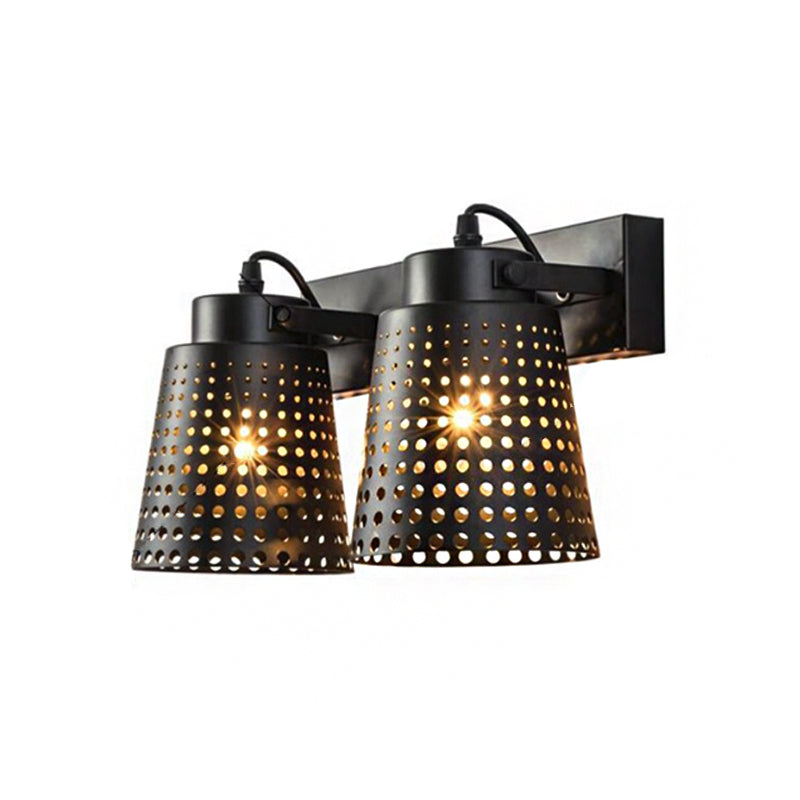 Frendorf | Steel Wandlamp met Hol Ontwerp Industrie 1/2/3-Kops Binnen Draaiende Wandlamp in Zwart