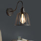 Frendorf | Gooseneck Arm Metall Wandleuchte mit Glocken Käfig Shade Retro 1 Licht Esszimmer Wandlampe in Schwarz