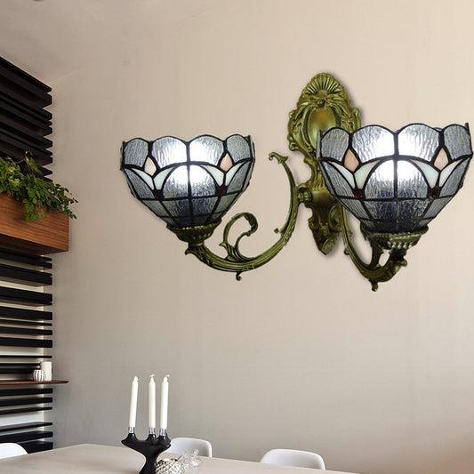 Frendorf | Art Glass Bowl Wandlamp Café Restaurant 2-Lamps Tiffany Klassisch Klare Wandlampe für Eingangstür