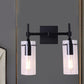 Frendorf | Klarer Glasrohr Wandbeleuchtung Küche Badezimmer 2 Lichter Antike Wandlampe in Schwarz