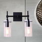 Frendorf | Klarer Glasrohr Wandbeleuchtung Küche Badezimmer 2 Lichter Antike Wandlampe in Schwarz
