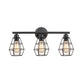 Frendorf | Gekooide Schaduw Badkamer Wandlamp Sconces Industriële Stijl Metaal 3 Lichten Zwart Wandmontage Licht