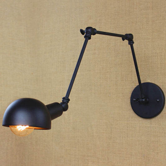 Frendorf | Loft Stylische Wandlichtschale 1 Glühbirne Metallische ausziehbare Wandleuchte mit Stecker-Kabel in Schwarz