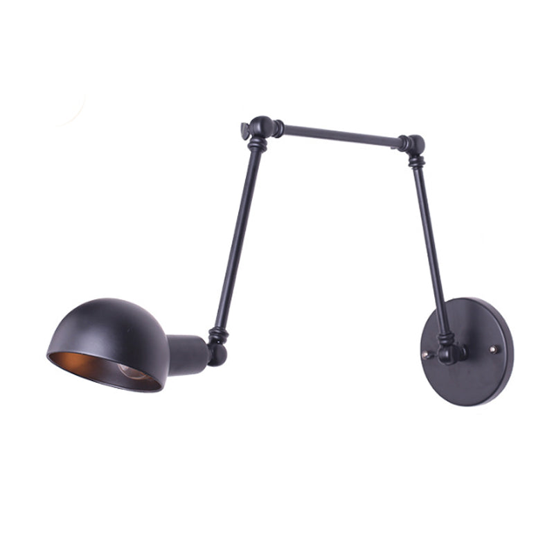 Frendorf | Loft Stylische Wandlichtschale 1 Glühbirne Metallische ausziehbare Wandleuchte mit Stecker-Kabel in Schwarz