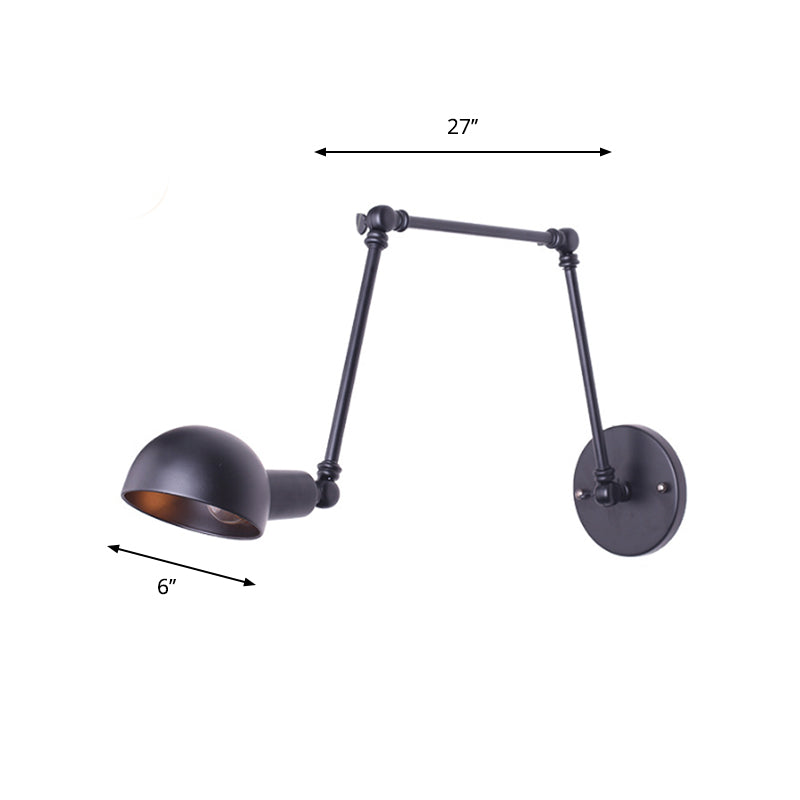 Frendorf | Loft Stylische Wandlichtschale 1 Glühbirne Metallische ausziehbare Wandleuchte mit Stecker-Kabel in Schwarz