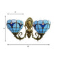 Frendorf | Glas-in-lood schaal wandlamp studeerkamer 2 lichten Tiffany traditionele wandlamp in blauw/helder