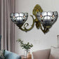 Frendorf | Glas-in-lood schaal wandlamp studeerkamer 2 lichten Tiffany traditionele wandlamp in blauw/helder