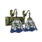 Frendorf | 2 Köpfe Flur Wandleuchte Mediterran Antik Bronze Wandmontage Lampe mit flared Blau und Weiß Glas Schirm