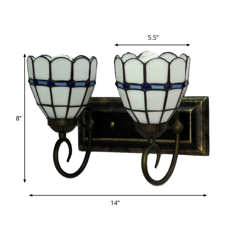 Frendorf | Gekromde Woonkamer Wandlamp Art Glass 2 Koppen Tiffany Traditionele Wandlamp in Wit