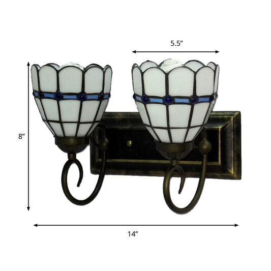 Frendorf | Gekromde Woonkamer Wandlamp Art Glass 2 Koppen Tiffany Traditionele Wandlamp in Wit