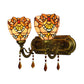Frendorf | Glas-in-lood Victoriaans Ontworpen Wandlamp Boekwinkel 2 Lichten Tiffany Wandlamp met Agaat