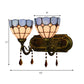Frendorf | Art Glass Bowl Wandlampe mit Achat 2-Glühbirnen Tiffany Vintage Wandlampe in Beige/Braun/Blau/Blau-Weiß für Esszimmer
