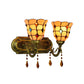 Frendorf | Art Glass Bowl Wandlampe mit Achat 2-Glühbirnen Tiffany Vintage Wandlampe in Beige/Braun/Blau/Blau-Weiß für Esszimmer
