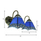 Frendorf | Blaue Glas-Pyramide Wandmontierte Leuchte Mediterran 2 Köpfe Bronze Wandleuchte
