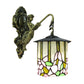 Frendorf | Zylinder Wandleuchte Tiffany Beige Glas 1 Kopf Flur Wandmontierte Lampe mit Blumenmuster