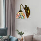 Frendorf | Blau-Rosa Schüssel Wandlampe Tiffany 1 Kopf Multicolor Buntglas Wandmontierte Lampe
