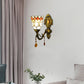 Frendorf | 1 Licht Kleine Bel Geweven Licht Tiffany Geëtst Glas Wandlamp met Agaat voor Studiekamer