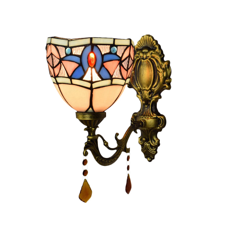 Frendorf | Glas-in-lood Schaal Wandlamp Slaapkamer 1 Lamp Tiffany Classic Wandlamp in Wit met Agaat