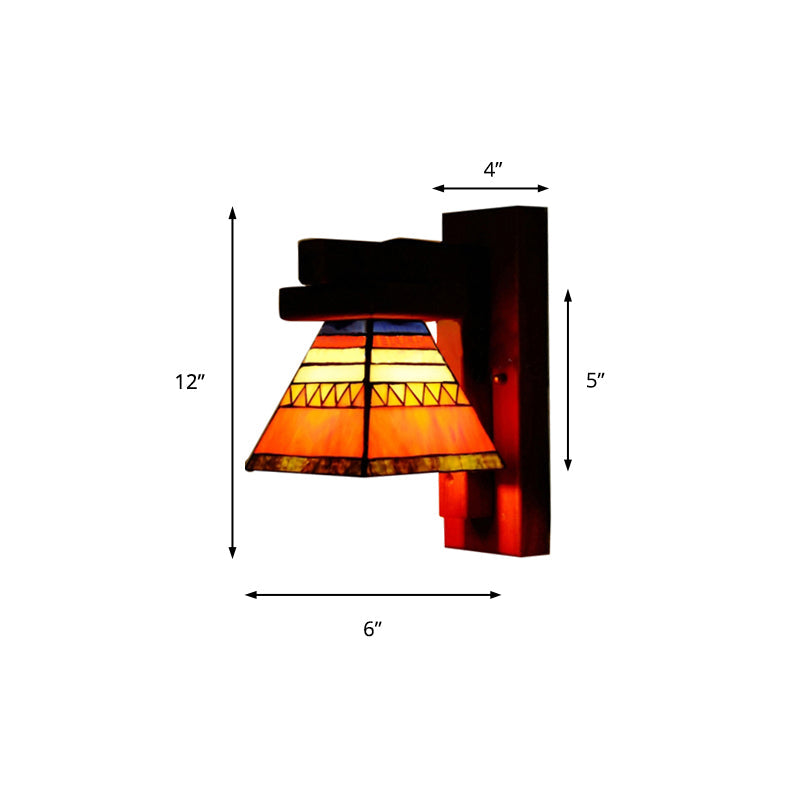 Frendorf | Tiffany Traditionele Oranje Wandlamp Ambachtsman 1 Lamp Gehard Glas Wandlamp voor Slaapkamer