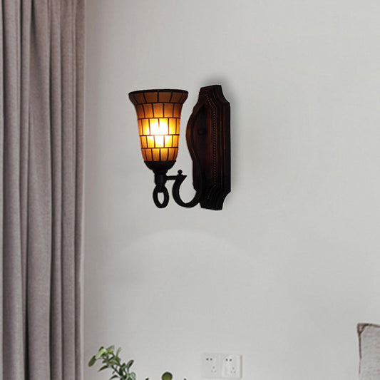 Frendorf | 1 Kopf Slim Bell Wandlampe Retro Loft Glas Wandlicht in Gelb für Bibliothek Café
