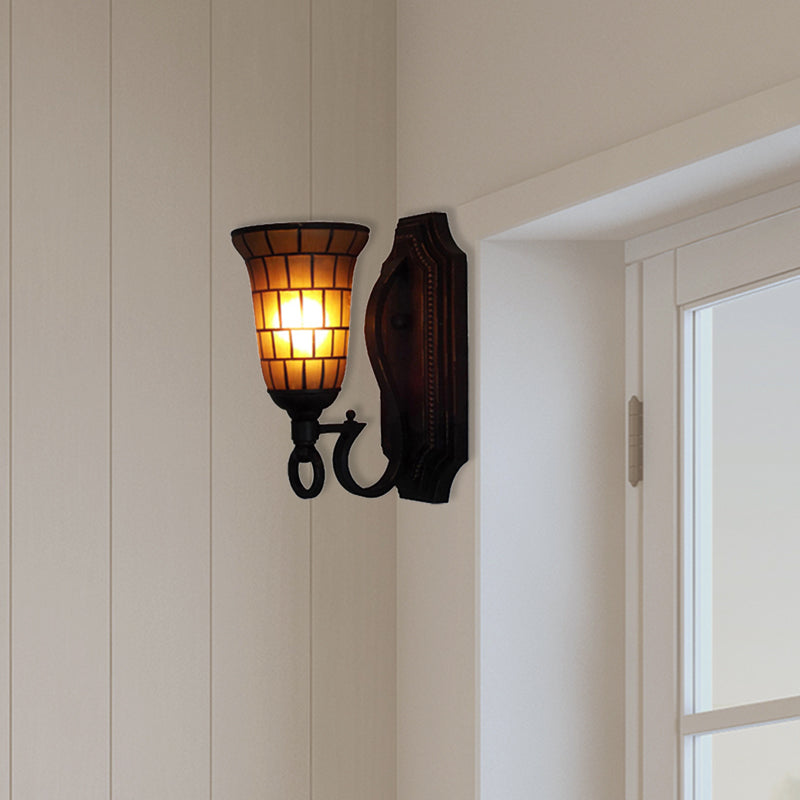 Frendorf | 1 Kopf Slim Bell Wandlampe Retro Loft Glas Wandlicht in Gelb für Bibliothek Café