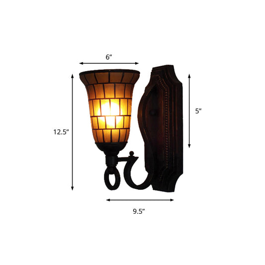 Frendorf | 1 Kopf Slim Bell Wandlampe Retro Loft Glas Wandlicht in Gelb für Bibliothek Café