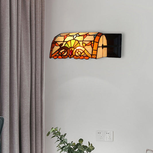 Frendorf | Office Banker Wandlicht Gekleurde Glas Victoriaans Ontwerp Tiffany Stijl Wandlamp in Beige
