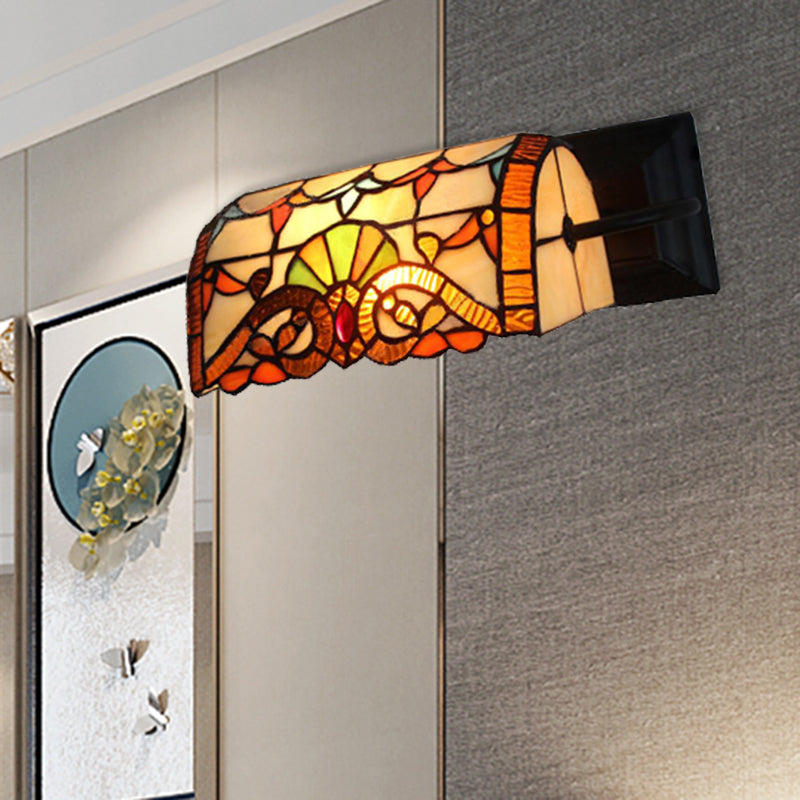 Frendorf | Office Banker Wandlicht Gekleurde Glas Victoriaans Ontwerp Tiffany Stijl Wandlamp in Beige