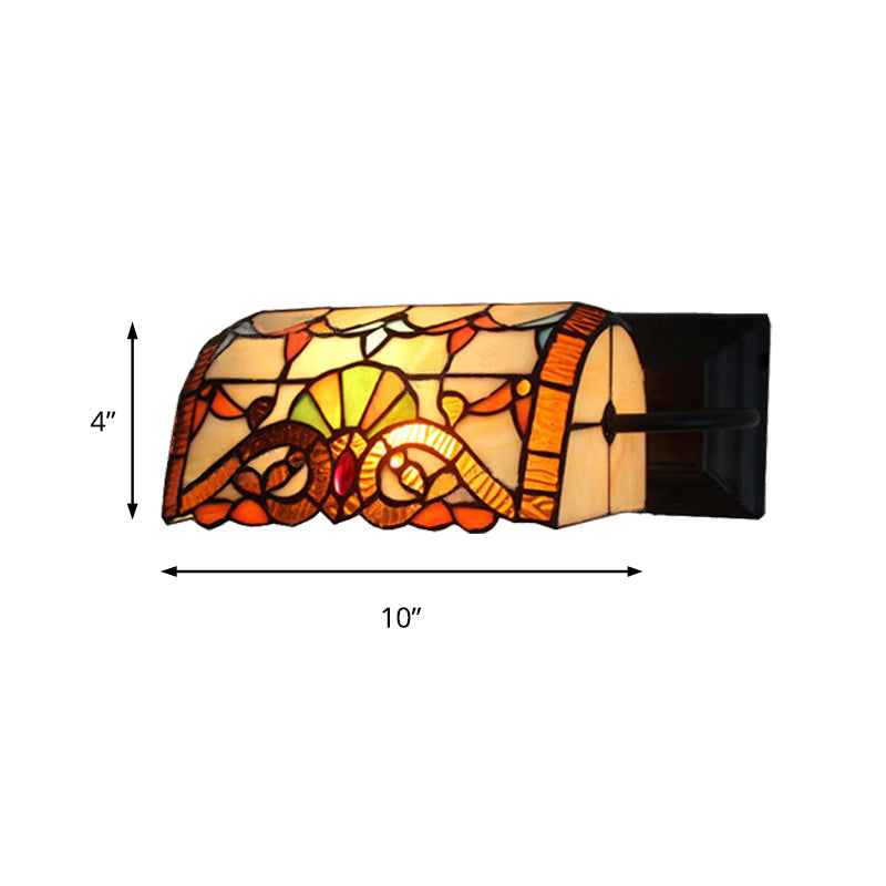 Frendorf | Office Banker Wandlicht Gekleurde Glas Victoriaans Ontwerp Tiffany Stijl Wandlamp in Beige