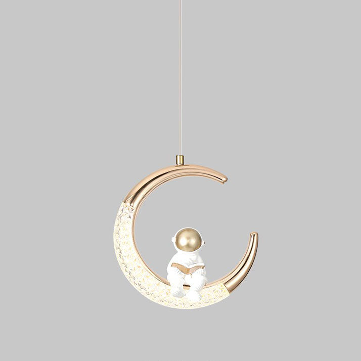 Frendorf | AstroMoon Kinder LED Pendelleuchte | Kreatives Astronautendesign | Mondlicht | Stimmungsvolle Beleuchtung