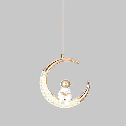 Frendorf | AstroMoon Kinder LED Pendelleuchte | Kreatives Astronautendesign | Mondlicht | Stimmungsvolle Beleuchtung