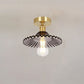 Frendorf | Lotuvia Japanische Vintage Deckenleuchte | Glas & Messing | Lotus Design | Semi-Flush-Mount