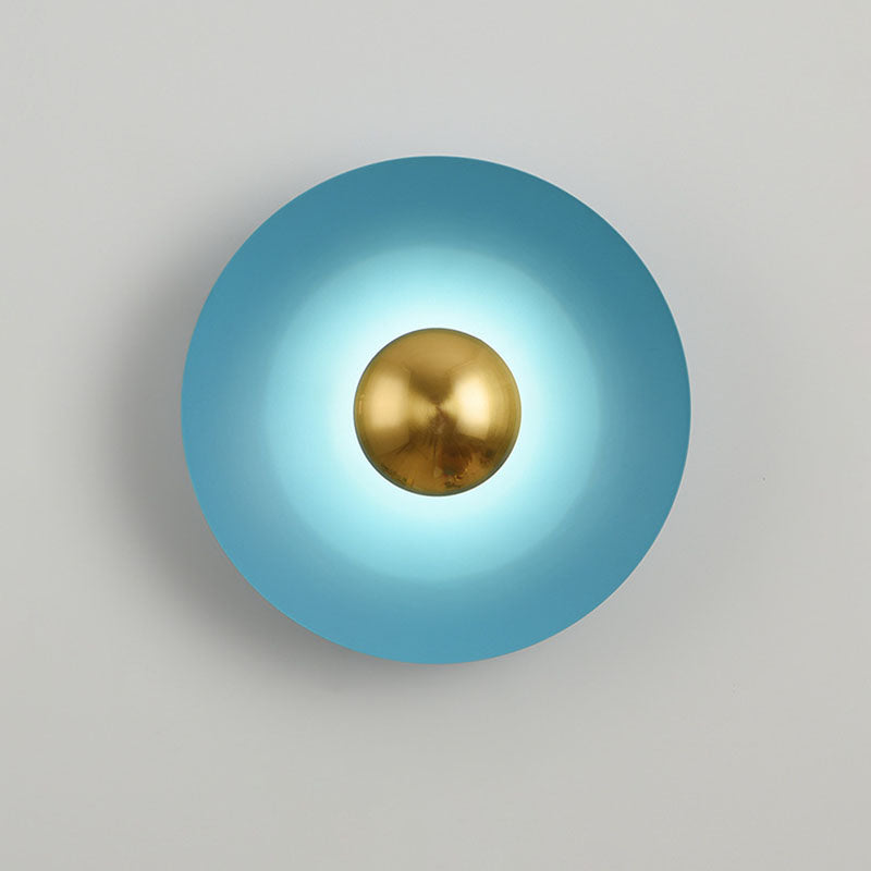 Contemporary Creative Macaron Flying Saucer Hardware LED Wall Sconce Lamp For Bedroom