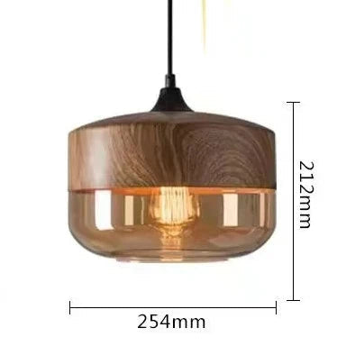 Frendorf | EternaGlow Pendelleuchte aus Glas und Holz | Elegantes Design für Ihr Zuhause