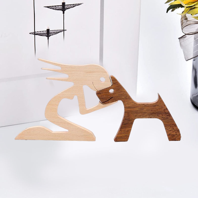 Frendorf | Geschenk für Tierliebhaber - Holzskulptur Tischornamente - Die Liebe zwischen Ihnen und Ihrem pelzigen Freund