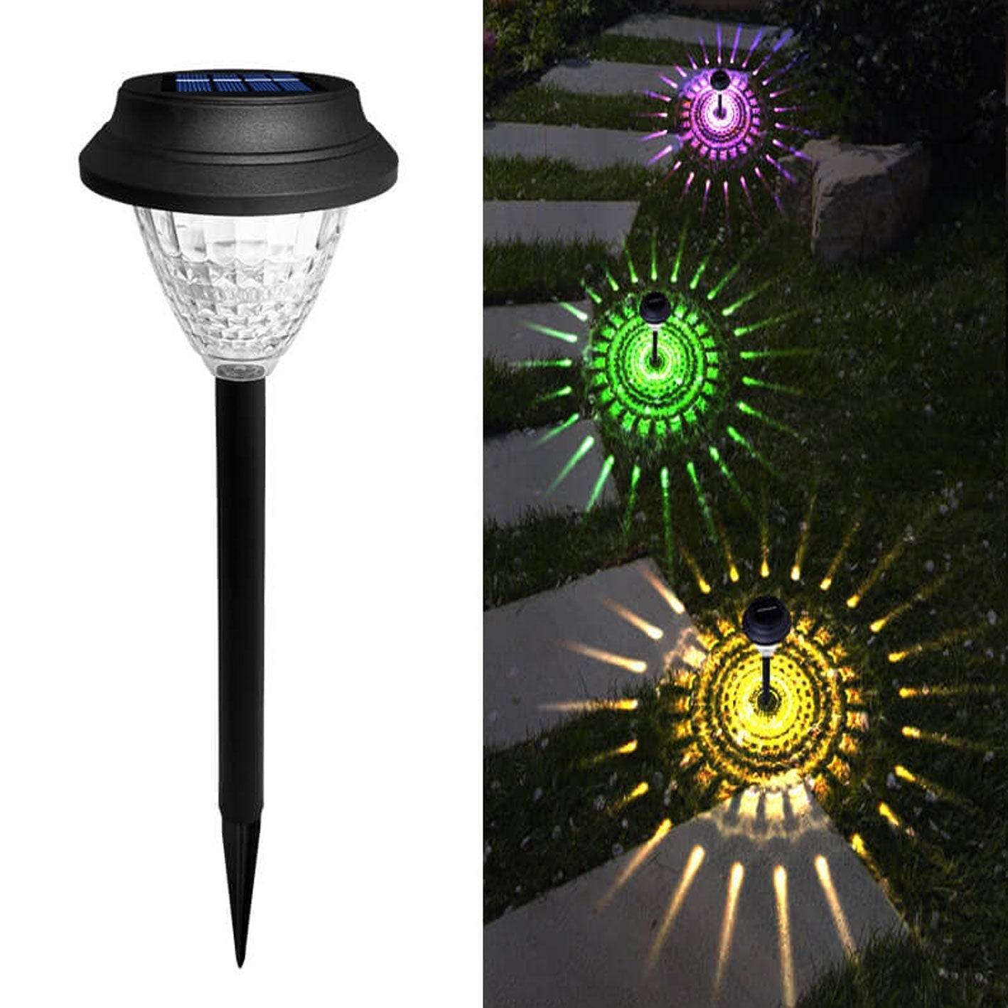 Solar wasserdicht kreisförmig divergente Licht Schatten Design LED Außen Garten Dekorationslicht