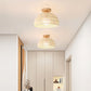 Frendorf | Rattana Deckenleuchte | Japanisches Design | Halbrundes Holz & Rattan | Beleuchtung für Wohnzimmer