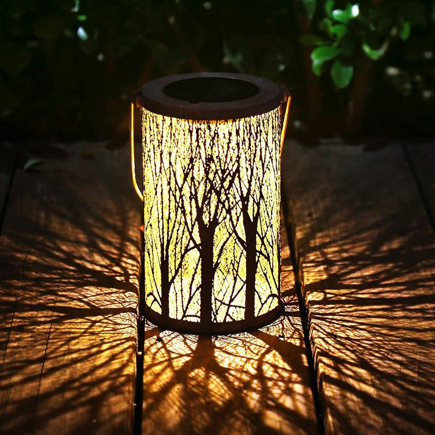 Frendorf | Lantura Art Déco Solar-Laterne | Zylinder-Design | Eisen & LED | Gartenbeleuchtung