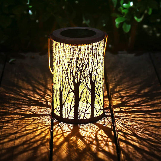 Frendorf | Lantura Art Déco Solar-Laterne | Zylinder-Design | Eisen & LED | Gartenbeleuchtung