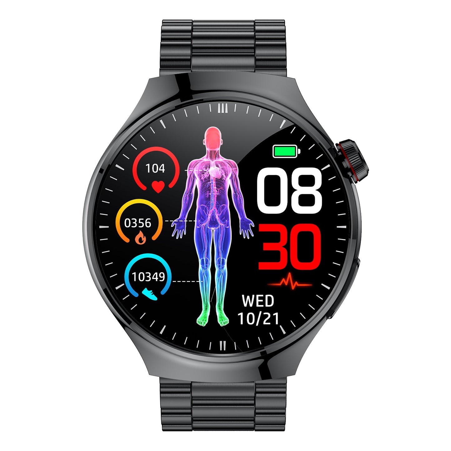 Frendorf | KH26 Ein-Klick-Mikro-Untersuchung von Fünf Organen Gesundheitsüberwachung Blutglukose Blutlipide Harnsäure Blutdruck Blutsauerstoff SOS Smartwatch