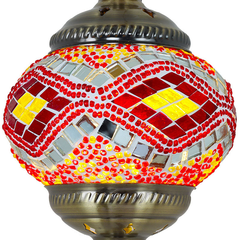Zeitgenössische Retro Eisen Glas Mosaik Globus 1-Licht Wand Sconces Lampe Für Flur