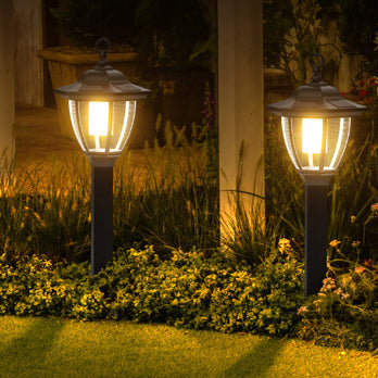 Traditionelle Bauernhaus wasserdichte Solarlaternen Kunststoff Erdstöpsel LED Landschaftslicht für den Garten